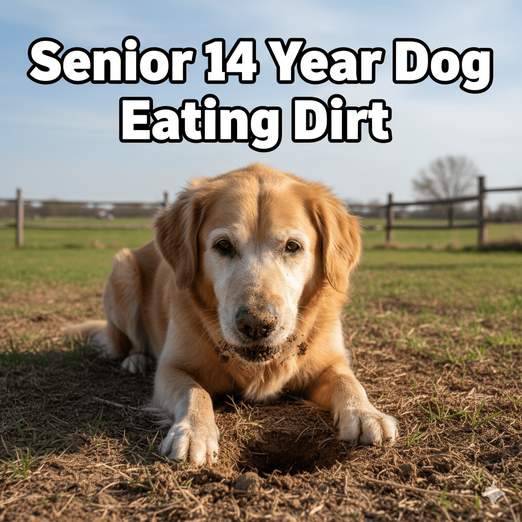 Senior 14 Year Dog Eating Dirt