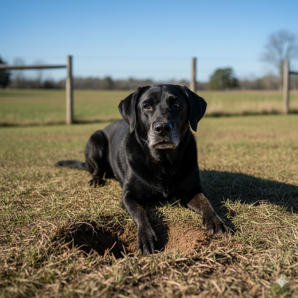 Senior 14 Year Dog Eating Dirt