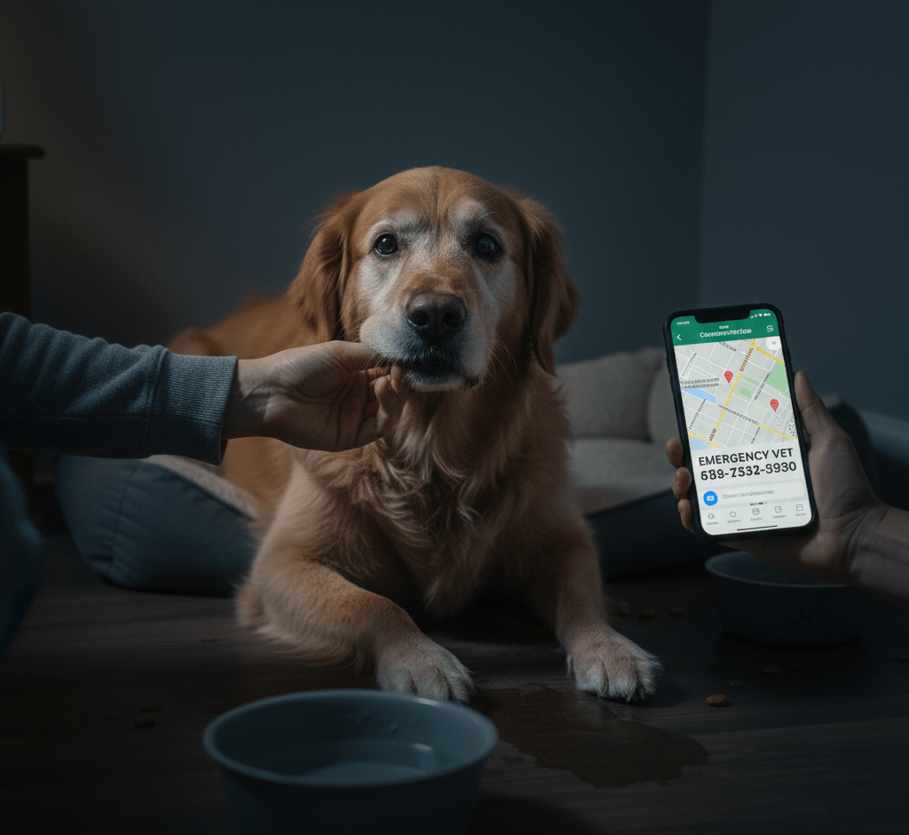 Senior Dog Panting at Night