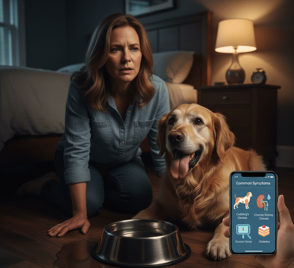 Senior Dog Panting at Night