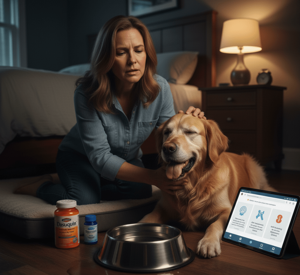 Senior Dog Panting at Night