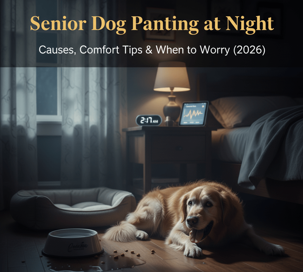 Senior Dog Panting at Night